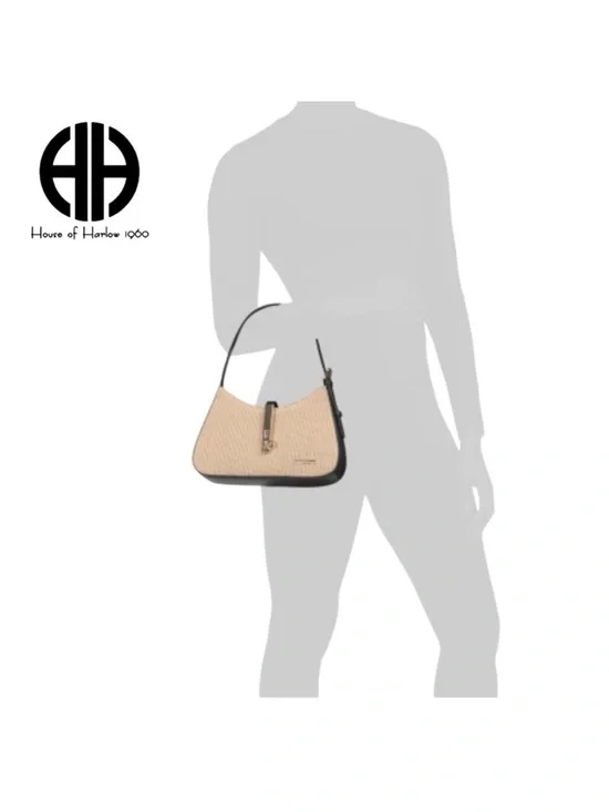 NWT House of Harlow 1960 Woven Shoulder Bag with Cherry Hair Clip - Picture 4 of 6